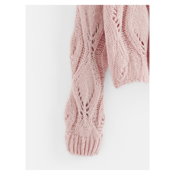 Dusty Pink Round Neck Hollow Soft Sweater - Picture 4 of 5